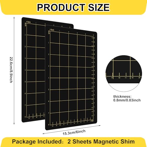 Copkim 2 Pcs 9''L 6''W Magnetic Cutting Shim Grid Magnetic Shim Embossing Machine Die Pads Black Sheet Die Cutting Machine Accessories