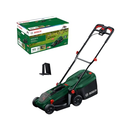 Bosch Tondeuse à Gazon sans-Fil ROTAK18V-32 (Largeur de Coupe: 32 cm, Hauteur de Coupe: 25-65 mm, Sac de ramassage en Tissu 35 l, Accessoire de Mulching, sans Batterie)