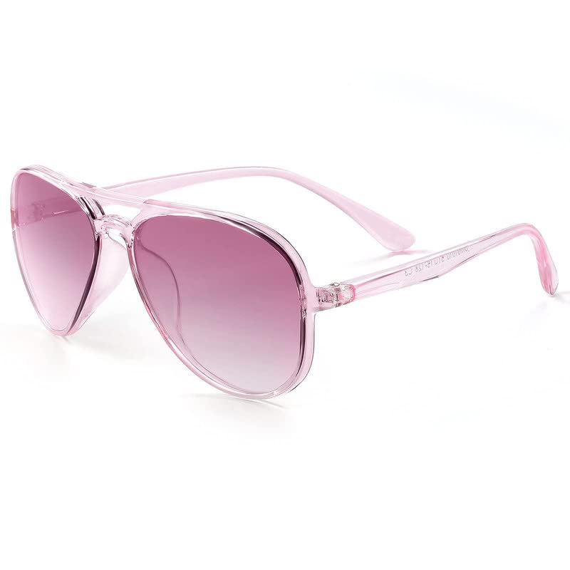 FONHCOO enfants lunettes de soleil polarisées pour filles garçons aviateur lunettes de soleil Toddler avec cadre flexible, protection UV400, 5-10 ans(Rose)