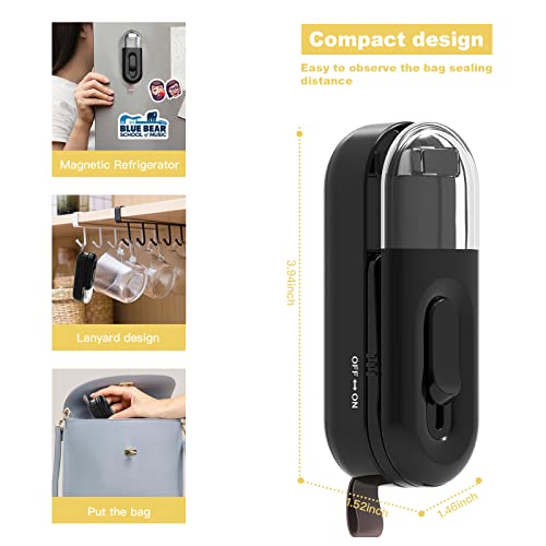 Foto von Laeuzn Folienschweißgerät Mini inkl Heat Sealer & Cutter 2 in 1 Portable Heat Vacuum Sealer Maschine für Plastiktüten Lagerung Lebensmittel Snack Kekse frisch, Küche Gadget (Batterie enthalten)