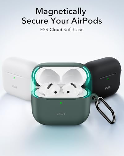 Image of ESR for AirPods 4 Case, Compatible with AirPods 4th Generation Case (2024) (USB-C), Magnetic Lid Lock, Full Drop Protection Cover, Cloud Soft Case, Green