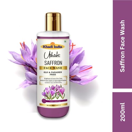 Image of Khadi Saffron Brightening Face Wash 200ml | Brightens & Evens Out Skin Tone | Glowing & Non-Drying | SLS & Paraben Free | All Skin Types | Bright Gel Face Wash for Men & Women