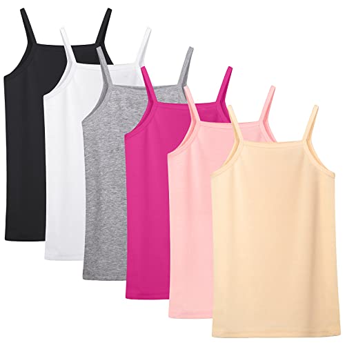 Poroka 6 Pack Girls Tank Top Solid Sleeveless Undershirts Cami Scoop Neck Undershirts Soft Dance Tank Tops For Toddler #TOP5