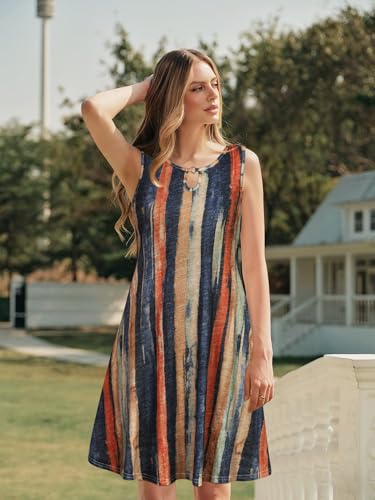 Image of Summer Dresses for Women 2026 Casual Sleeveless Sundress Floral Loose Fit Beach Cover Up with Pocket