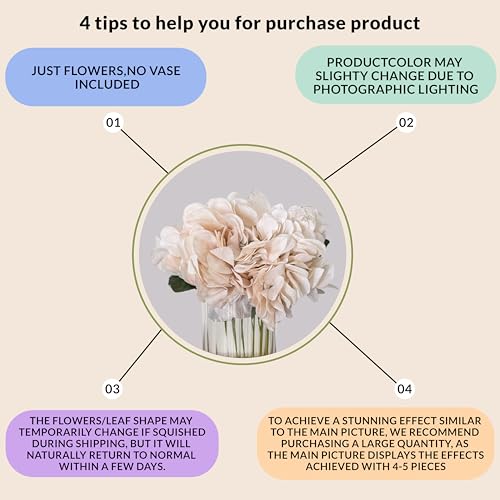 Image of Art Street Artificial White Hydrangea Flower Stick for Vases| Faux Flowers| Ideal for Home Decor |Items for Living Room |Christmas Day, New Year Decor| 6 Head Flower|Size: 18 Inch (Set of 1)