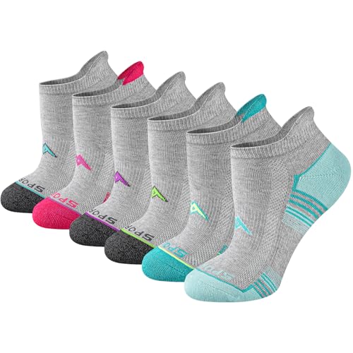 SukModen Women's Performance Athletic Socks 6/12 Pairs, Cotton Ankle Socks with Heel Tab & Cushioned...