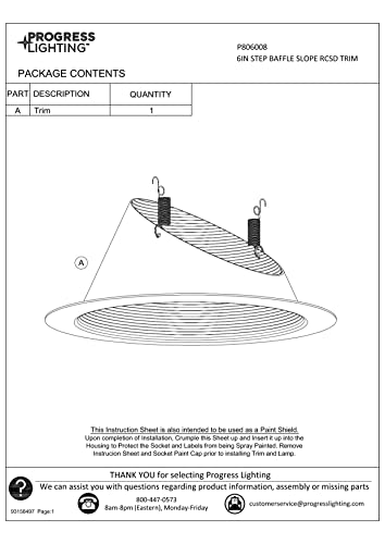 Progress Lighting P806008-028 6 Inch Recessed Sloped Ceiling Step Baffle Trim Satin White 6 Inch Housing thumb #7