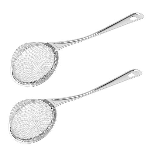 VOSAREA 2Pcs Stainless Steel Flour Sifter Fine Mesh Strainer for Efficient Sifting Essential Kitchen Supply for Baking and Cooking Silver