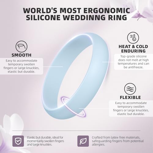 Egnaro Women's Silicone Eternity Rings, 5.5mm Wide 2mm Thick Wedding Rubber Bands, Comfort Workout Variety For Outfit2