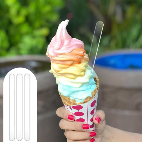 Qinsky Acryl-Kuchenstäbchen,30pcs Acryl-Eisstiele wiederverwendbare Eisstiele Acryl Eis Sticks für Süßigkeiten, Eis am Stiel