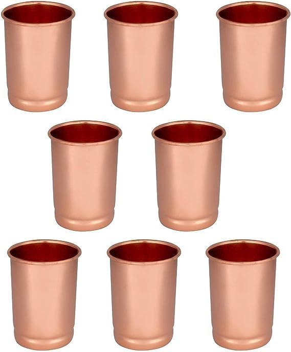 Nautical Pure Copper Tumblers Ayurvedic Health pure copper drinkware(Set of 8) By TSSI Handicraft.