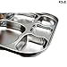 Korean Stainless Steel Divided Plates by KS&E, Little Kids Toddlers Babies small Tray, BPA Free, Diet Food Control, Compact Serving Platter, Snack, 5 Compartment Plate Silver, Set of 2