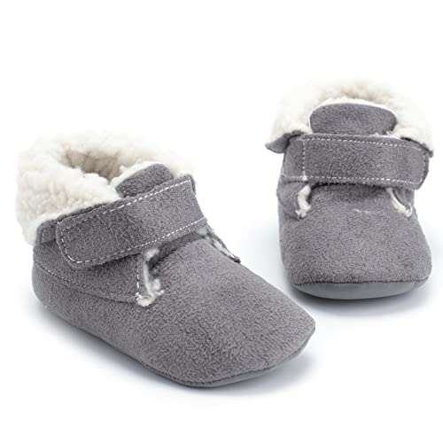 Unisex Baby Toddler Faux-F𝐮r-Lined Booties Soft Sole Non Slip Plus Velvet Winter Boots for Babies Casual Dress Shoes4