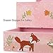 SONGMICS Kid’s Musical Jewelry Box with Ballerina, Music Box, Cute Animal Motif with Foxes, You Are My Sunshine Melody, Pink UJMC017PK
