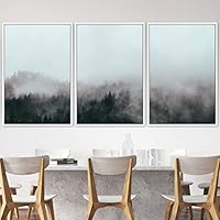 3 Piece Framed Canvas Wall Art Foggy Mountains Canvas Prints Home Artwork Decoration for Living Room,Bedroom - 16