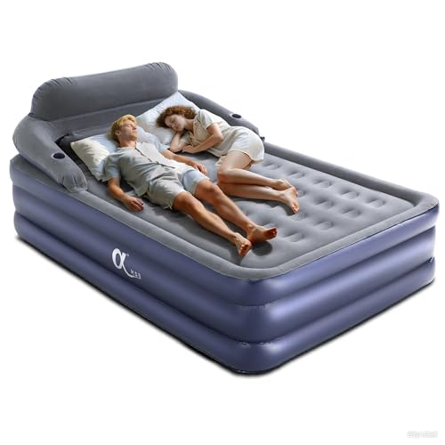 A-ER-FA Queen Air Mattress with Detachable Headboard and Cup Holder
