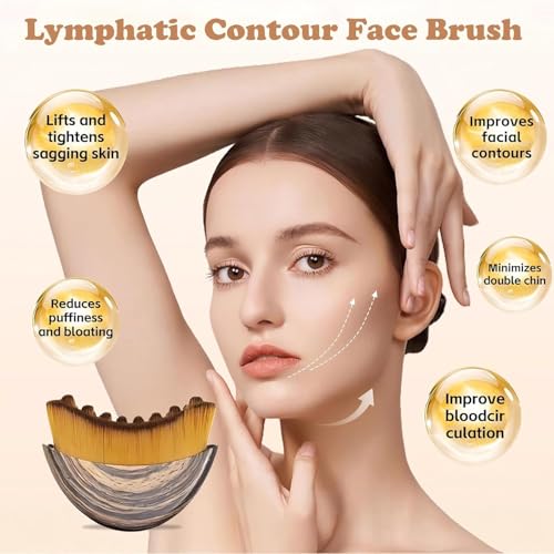 Image of Vn care Lymphatic Contour Face Brush for Sculpting & Drainage - Facial Massager for Jawline, Chin & Neck - Reduces Puffiness, Promotes Detox & Lift - Soft Bristles, Improves Skin Glow, Includes Travel Case