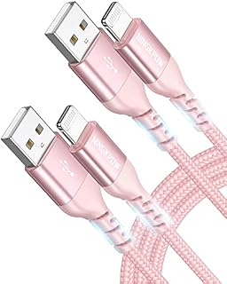 NINGKPOW iPhone Charger Cable [1M+2M 2Pack] MFi Certified Lightning Cable Long iPhone Charger Nylon Braided Fast Charging Cable Lead for iPhone 14 13 12 11 Pro Max Mini XR XS X 8 7 6s Plus SE - Pink