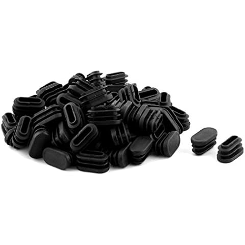 sourcing map 70 Stück Pfostenkappe Lamellenstopfen Stuhlbeinkappen Tisch Stuhlbeine Kunststoff ovales geformtes Rohr Einsätze Endkappen Schwarz Cover