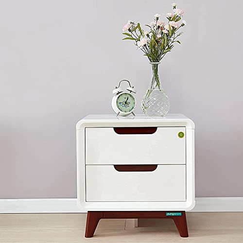 FLBT Mesilla de noche blanca, mesita de noche de madera, 2 cajones, diseño escandinavo, dormitorio y sala de estar, mesa auxiliar, almacenamiento (color: 50,5 x 30,9 x 51 cm)