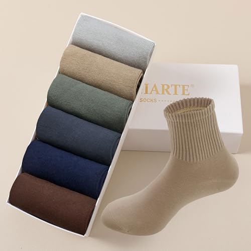 Image of MAGIARTE Womens Mini Crew Socks Pure Cotton 6-Pack | Athletic,Casual,Seamless Toe,Moisture Wicking,Combed Cotton, Anti-pilling Cotton,Gift box packaging,Stretch-to-fit design