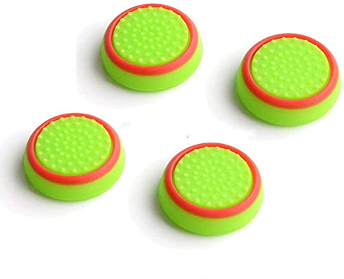 Image of 4PCS Silicone Thumb Stick Joystick Analog Grip Thumbsticks Cap Cover Case for PS4 PS3 PS2 Xbox One Xbox 360 WiiU NS Pro Controller (Green-Red)