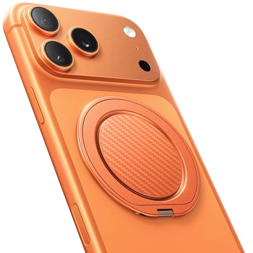 andobil [2026 Ultra-Thin] Magnetic Phone Grip for MagSafe [360 Rotate] Magnetic Cell Phone Ring Holder & Kickstand for MagSafe Accessories & iPhone 17 Air 16 Pro Max Plus 15 14 13 12 Orange
