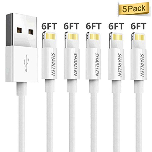 iPhone Charger Cable,Sharllen 5 Pack 6FT/1.8M Fast USB Charging & Sync Lightning Cable