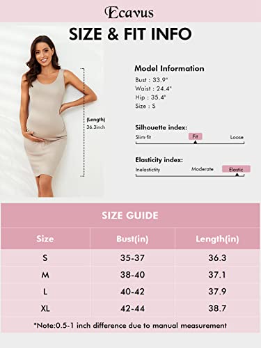Ecavus Women'S Maternity Ribbed Slim Fit Dress Sleeveless Tank Dresses Scoop Neck Pregnancy Bodycon Dress For Casual Wear Oatmeal thumb #5