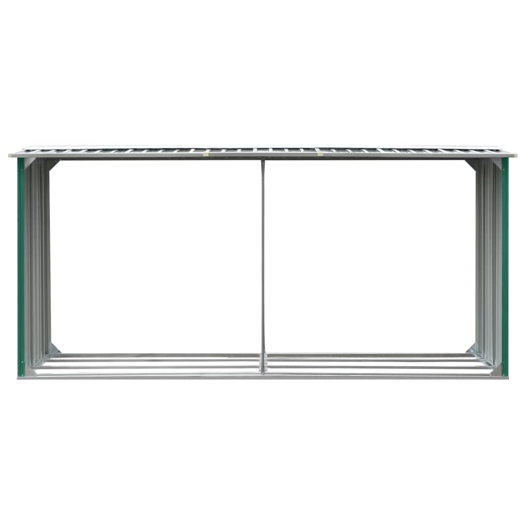 KOIECETA Soporte para leña para leña, soporte para leña, soporte para leña, soporte para leña, rodamiento de madera, acero galvanizado, 330 x 92 x 153 cm (verde)