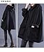 YESNO Casual Loose Fleece Hoodies for Women Oversized Hooded Sweatshirt Drawstring with Large Pockets L WZF Black