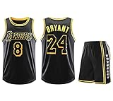 XUANXAI Kind Herren Lakers # 24# 8 Basketball Trikots - Sport Trainingsanzug Shirts Shorts Jugend Studenten High School Sport Schnell trocken weich Shorts Sportswear Black-M