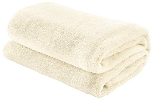 Erwin Müller Teddy-Fleece-Wohndecke Salerno, Fleece-Decke, Kuscheldecke wollweiß Größe 150x200 cm - flauschig weich, pflegeleicht