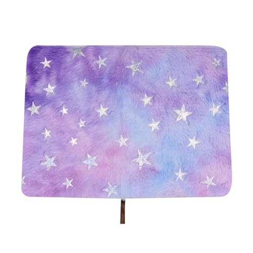 Image of Caviotess Glitter Star Plush Diary for Girls Kids Cute Fuzzy Rainbow Notebook Journal Writing Planner Notepad (160 Pages)