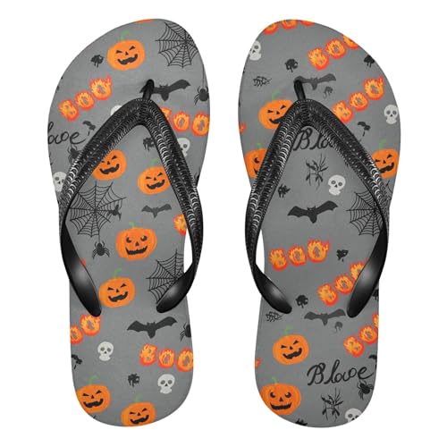Burbuja Boo Pumpkin Flip Flops for Women Men, Soft Thong Sandals Rubber Slippers for Pool Beach Essentials