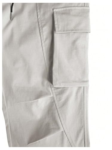 OYOANGLE Men's Drawstring Waist Flap Pocket Jogger Cargo Pants Solid Athletic Work Casual Pants4