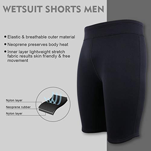 Neoprene Shorts Women Men, Wetsuit Pants For Water Sports Lake Ocean Pool Swimming Surfing Snorkeling Floating Canoeing Aerobics Diving Kayaking (Black For Men, Xx-Large) #TOP3