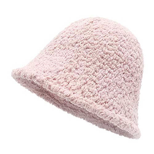 Zlyc Womens Warm Wool Cloche Hat Solid Winter Bucket Hats (Sherpa Pink) #TOP28