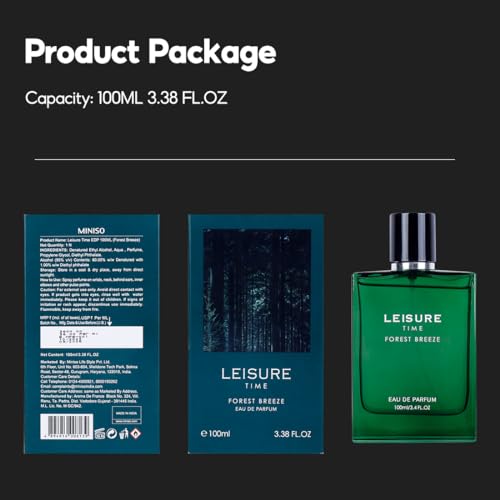 Image of MINISO Leisure Time Eau De Parfum EDP 100 ML Perfume for Men Long Lasting, Forest Breeze