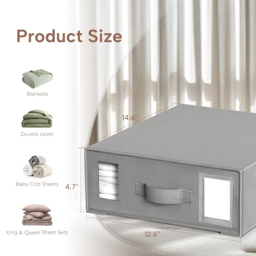 Criusia Bed Sheet Organizers and Storage, 6 Pack Foldable Linen Closet Organizer Box – Bedding Holder for Sheet Set (King/Queen Sizes), Duvet Covers, Blankets (Grey) - Image 5
