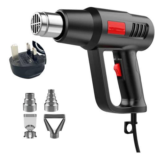 Heat Gun 2-Temp Settings 4 Nozzles Fast Heat High And Low Settings 350-600 مسدس حراري for Car Wrap Crafts Shrinking Tubing Stripping Paint Wood Markers