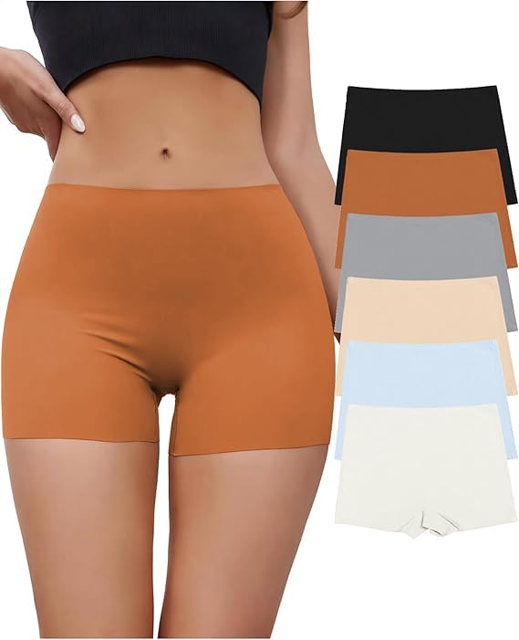 Seamless Boyshorts Panties for Women No Show Boxer Shorts Briefs Panties Soft Stretch Ladies Boy Shorts 6 Pack-image-36