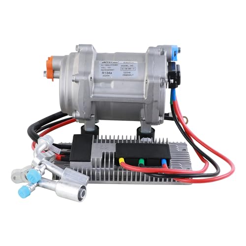 ACTECMAX Universal AC Electric Compressor 20cc-r Air Conditioner Compressor for 12V Auto Compressor for R134a, with 90 Degree Fittings