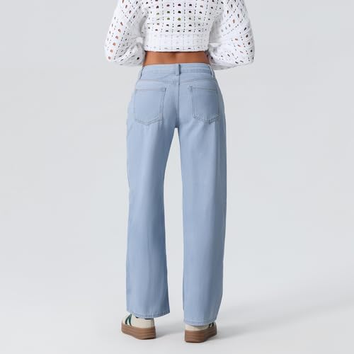 Women Y2k Low Rise Baggy Jeans Loose Fit Boyfriend Straight Wide Leg Jeans Trendy Stretch Long Denim Pants3