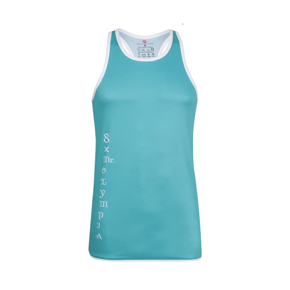 ronnie coleman (rocclo) men’s quick-dry mesh activewear t-shirt for gym, workout & sports -aqua blue (5067) (in, alpha, 2xl)