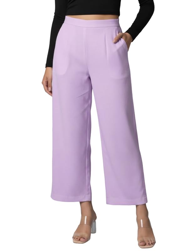Image of Moirai Pure Cotton Wide Leg Women Trouser Stylish Mid Rise Relaxed Straight Fit Loose Pants Casual Travel Office Formal Wear