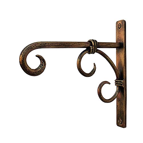 Image of Wall Hanging Brackets - Pack of 2 Metal Plant Hanger Hooks for Bird Feeders, Planters, Wind Chimes & Lights | Indoor & Outdoor Balcony Decor (6 x 1 x 7 in, Black)