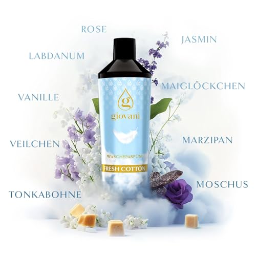 Giovani Wäscheparfüm Fresh Cotton 100 ml | Frisch-pudriger Duft nach frisch gewaschener Wäsche – Ideal wäscheduft für Bettwäsche & Kinderkleidung | (20 Waschungen) 2