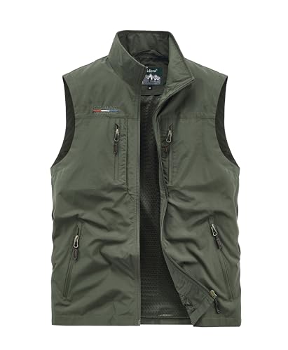Chaleco de pesca multibolsillos para hombre con diseño transpirable de secado rápido
