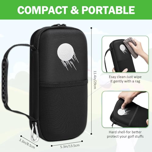 Golf Glove Holder with Removable Glove Shaper, Golf Accessories Hard Case Bag for Phone, Tees, Divot Tools & Ball Markers, Gifts for Men Women (Black)